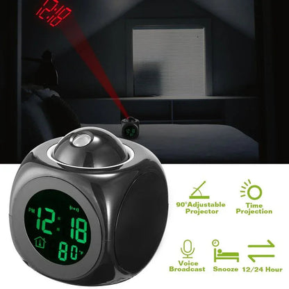 Digital LCD Alarm Clock with Time Projection